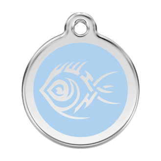 Red Dingo Stainless Steel Engraved Dog Tag Tribal Fish Light Blue