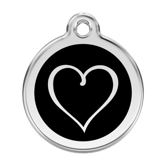 Red Dingo Stainless Steel Engraved Dog Tag Tribal Heart Black