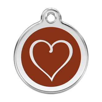 Red Dingo Stainless Steel Engraved Dog Tag Tribal Heart Brown