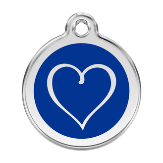 Red Dingo Stainless Steel Engraved Dog Tag Tribal Heart Navy