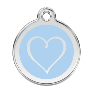 Red Dingo Stainless Steel Engraved Dog Tag Tribal Heart Light Blue