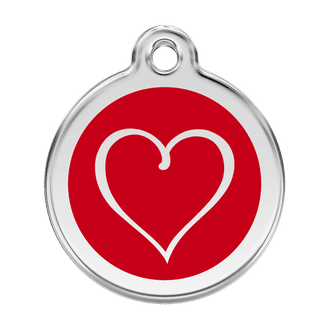 Red Dingo Stainless Steel Engraved Dog Tag Tribal Heart Red