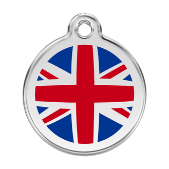 Red Dingo Stainless Steel Engraved Dog Tag UK Flag Navy