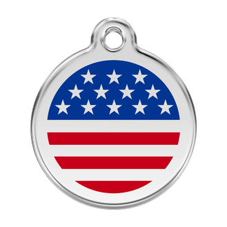 Red Dingo Stainless Steel Engraved Dog Tag US Flag Navy