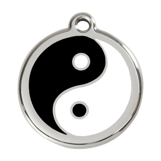 Red Dingo Stainless Steel Engraved Dog Tag Ying Yang Black