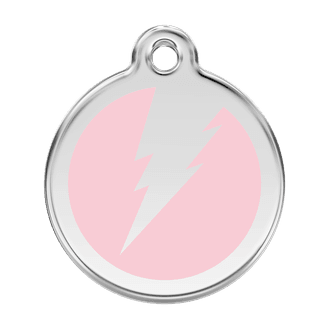 Red Dingo Stainless Steel Engraved Dog Tag Flash Pink
