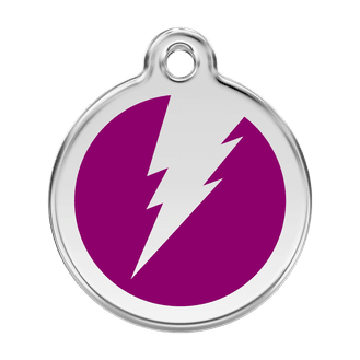 Red Dingo Stainless Steel Engraved Dog Tag Flash Purple