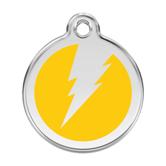 Red Dingo Stainless Steel Engraved Dog Tag Flash Yellow