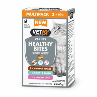 3 x VETIQ Healthy Bites Variety Cat Treats 65g