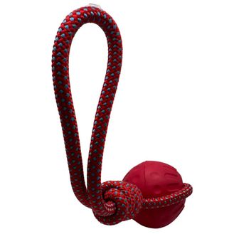 Aqua Dog Ball &amp; Rope Toy Red