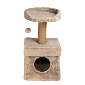 Dubex Short Plush Platform &amp; House Cat Scratcher Beige