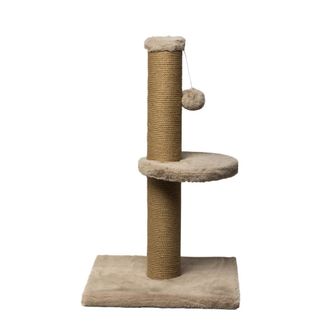 Dubex Short Plush Pom Pom &amp; Platform Cat Scratcher Beige