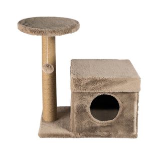Dubex Short Plush Post &amp; House Cat Scratcher Beige