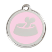 Red Dingo Stainless Steel Engraved Dog Tag Bone in Bowl Pink additional 1