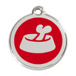 Red Dingo Stainless Steel Engraved Dog Tag Bone in Bowl Red additional 1