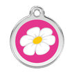 Red Dingo Stainless Steel Engraved Dog Tag Daisy Flower Hot Pink additional 1