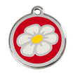 Red Dingo Stainless Steel Engraved Dog Tag Daisy Flower Red additional 1