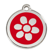 Red Dingo Stainless Steel Engraved Dog Tag Flower Red additional 1