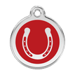 Red Dingo Stainless Steel Engraved Dog Tag Horse Shoe Red additional 1