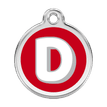 Red Dingo Stainless Steel Engraved Dog Tag Alphabet Tag Letter D Red additional 1