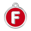 Red Dingo Stainless Steel Engraved Dog Tag Alphabet Tag Letter F Red additional 1