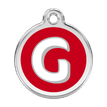 Red Dingo Stainless Steel Engraved Dog Tag Alphabet Tag Letter G Red additional 1