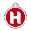 Red Dingo Stainless Steel Engraved Dog Tag Alphabet Tag Letter H Red additional 1