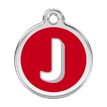 Red Dingo Stainless Steel Engraved Dog Tag Alphabet Tag Letter J Red additional 1