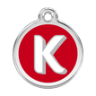 Red Dingo Stainless Steel Engraved Dog Tag Alphabet Tag Letter K Red additional 1