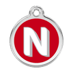 Red Dingo Stainless Steel Engraved Dog Tag Alphabet Tag Letter N Red additional 1