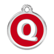 Red Dingo Stainless Steel Engraved Dog Tag Alphabet Tag Letter Q Red additional 1