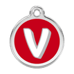 Red Dingo Stainless Steel Engraved Dog Tag Alphabet Tag Letter V Red additional 1