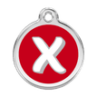 Red Dingo Stainless Steel Engraved Dog Tag Alphabet Tag Letter X Red additional 1