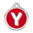 Red Dingo Stainless Steel Engraved Dog Tag Alphabet Tag Letter Y Red additional 1