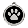 Red Dingo Stainless Steel Engraved Dog Tag Paw Print Black additional 1