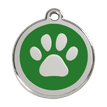 Red Dingo Stainless Steel Engraved Dog Tag Paw Print Green additional 1