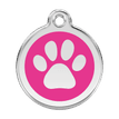 Red Dingo Stainless Steel Engraved Dog Tag Paw Print Hot Pink additional 1