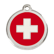 Red Dingo Stainless Steel Engraved Dog Tag Swiss Flag Red additional 1