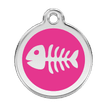 Red Dingo Stainless Steel Engraved Dog Tag Fish Skeleton Hot Pink additional 1