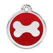 Red Dingo Glitter Engraved Dog Tag Bone Red additional 1