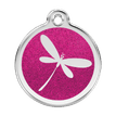 Red Dingo Glitter Engraved Dog Tag Dragonfly Hot Pink additional 1