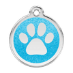 Red Dingo Glitter Engraved Dog Tag Paw Print Aqua additional 1