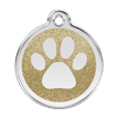Red Dingo Glitter Engraved Dog Tag Paw Print Gold additional 1