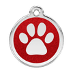 Red Dingo Glitter Engraved Dog Tag Paw Print Red additional 1