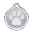 Red Dingo Glitter Engraved Dog Tag Paw Print Silver additional 1