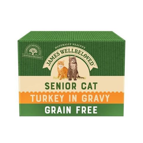 48 x James Wellbeloved Grain Free Turkey Wet Senior Cat Food 85g
