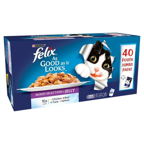 Felix As Good As It Looks Mixed Selection In Jelly Wet Cat Food 40 x 100g
