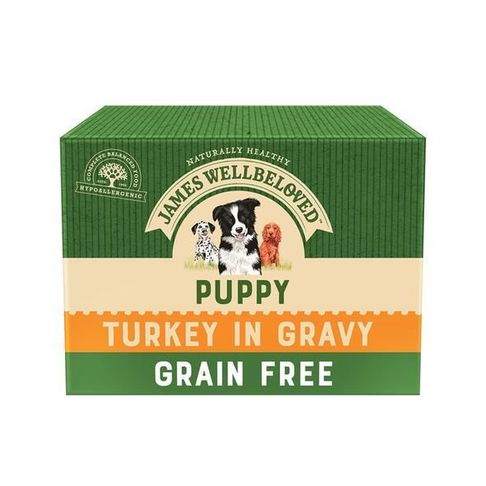 48 x James Wellbeloved Puppy/Junior Dog Food Pouches - Grain Free Turkey 100g