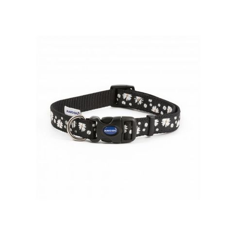 Ancol Fashion Adjustable Black Daisy Nylon Dog Collar