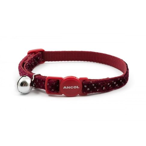 Ancol Collar Cat Velvet Red Sparkle 20 - 30cm